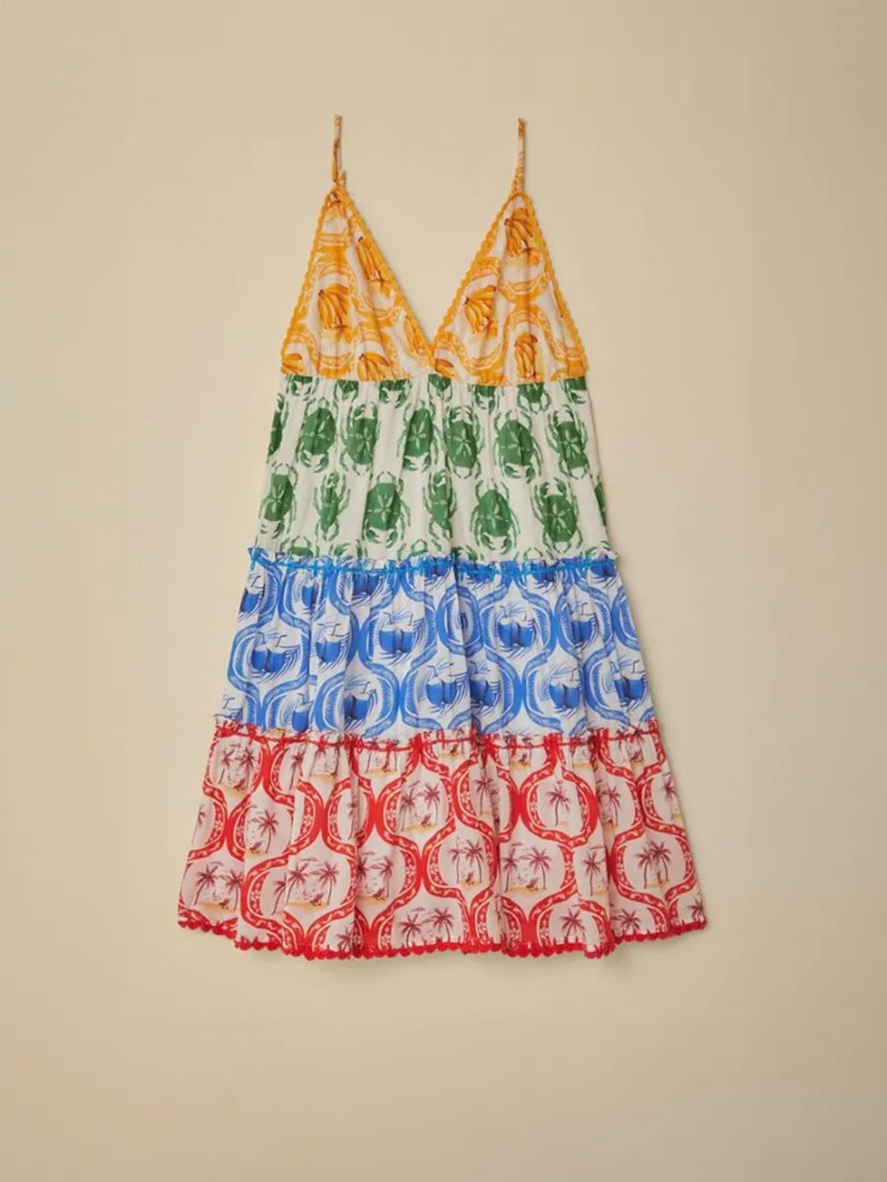 FARM Rio Multi-Color Tiered V-Neck Spaghetti-Strap Mini Dress - Picture 3 of 5